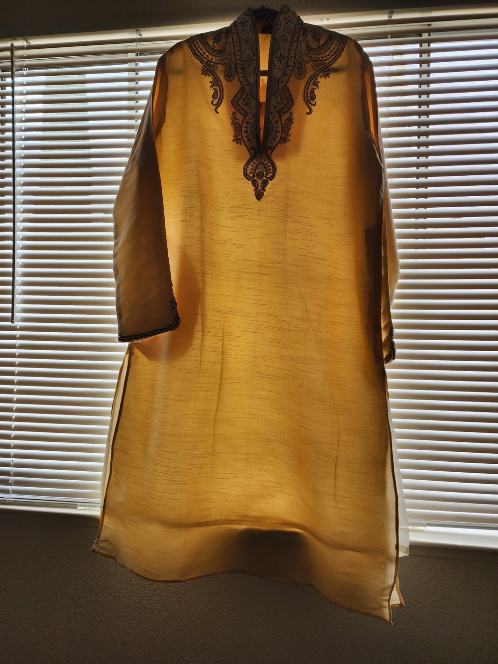 Gold Kurta Embroidered Tunic - Mens